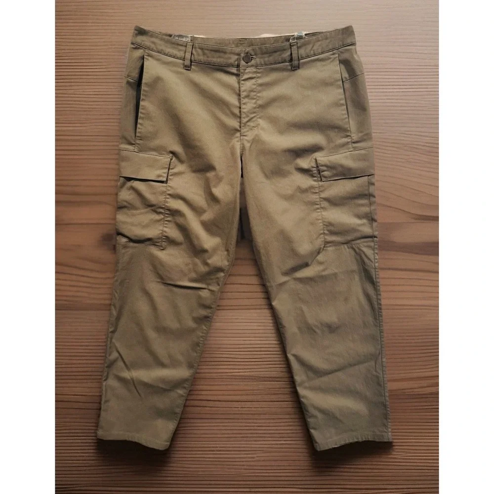 LULULEMON Mens Utilitarian Cargo Pant Sz 38 Green Zip Pockets Outdoor Gorpcore